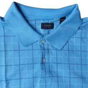 ARROW Checked Blue Polo Shirt Size XL
